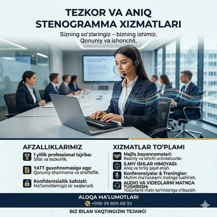 STENOGRAMMA XIZMATI (Sifatli va tezkor)