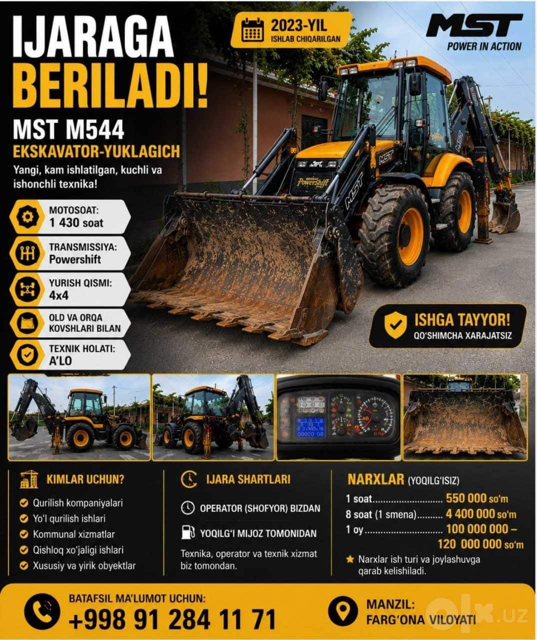MST M544 ekskavator-yuklagich ijara