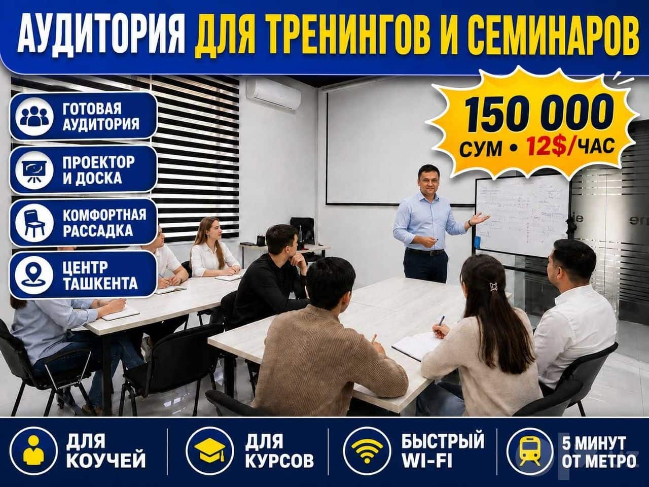 Аренда аудитории без компьютеров — /час, до 20 человек